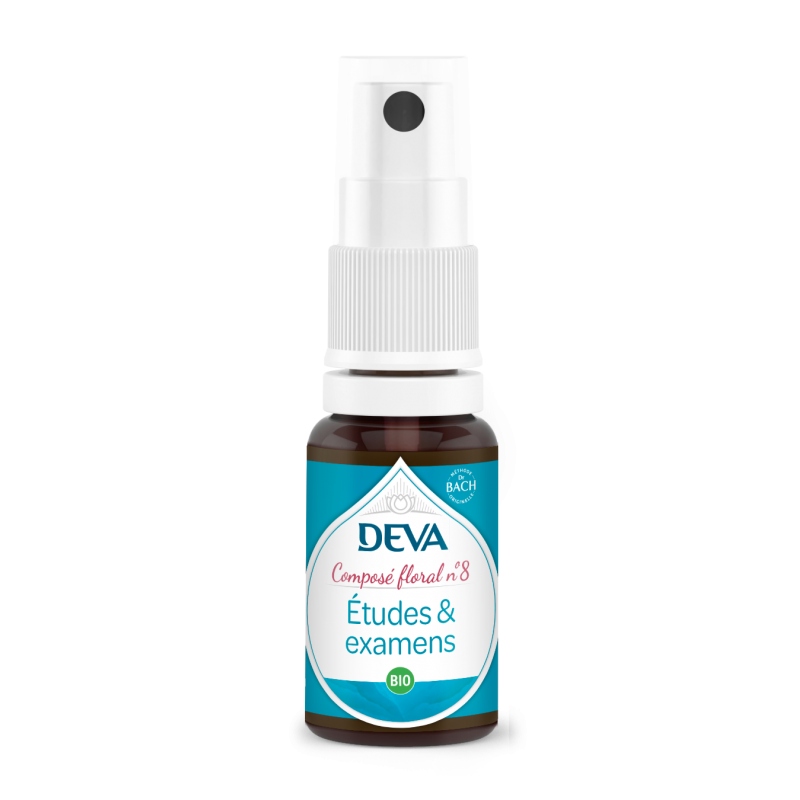 DEVA Composé floral BIO, n°08 ETUDES ET EXAMENS 15ml SPRAY