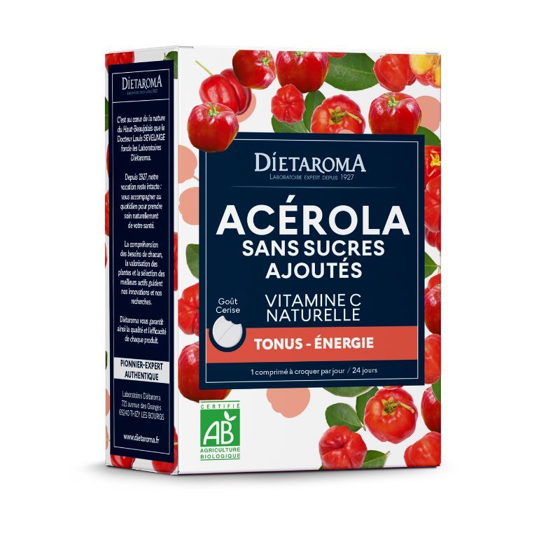 DIETAROMA Acérola sans sucres ajoutés BIO 24 cpr