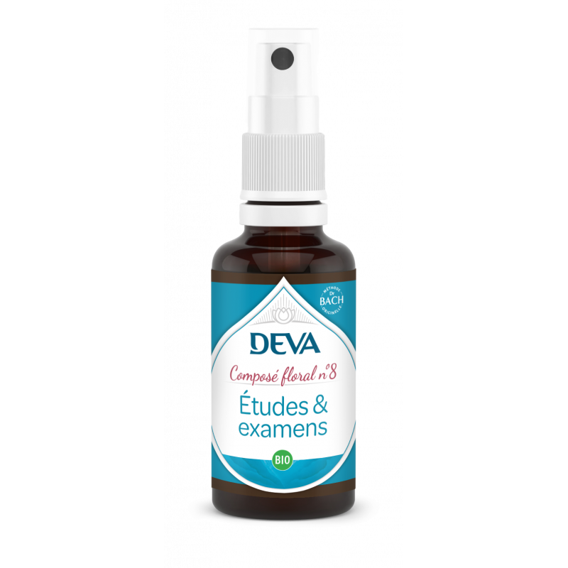 DEVA Composé floral BIO, n°08 ETUDES ET EXAMENS 30ml SPRAY