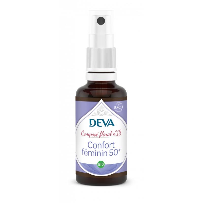 DEVA Composé floral BIO, n°18 CONFORT FEMININ+50 - 30ml SPRAY