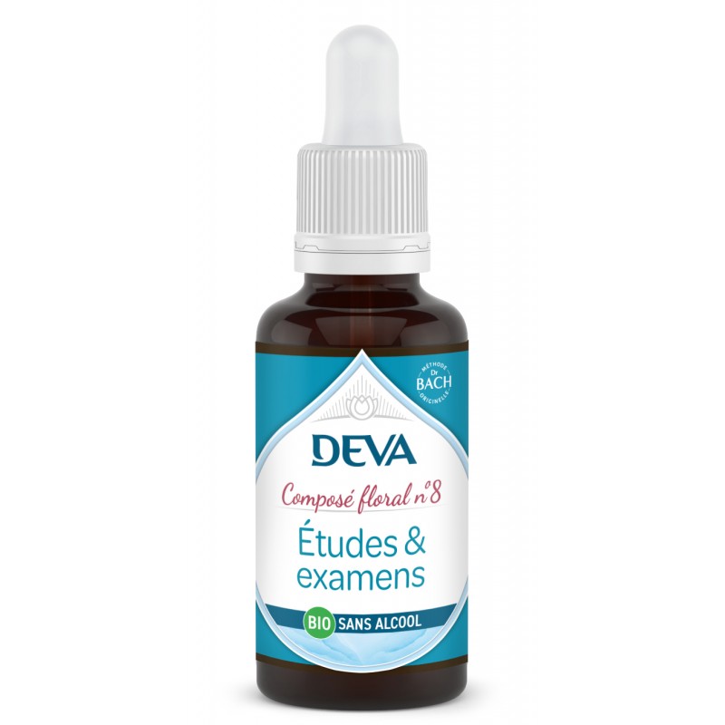 DEVA Composé floral BIO, n°08 ETUDES ET EXAMENS 30ml SANS ALCOOL