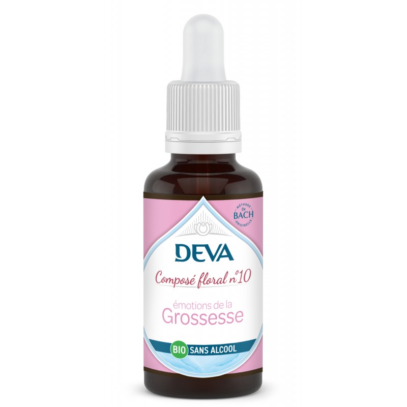 DEVA Composé floral BIO, n°10 Emotions de la GROSSESSE 30ml SANS ALCOOL