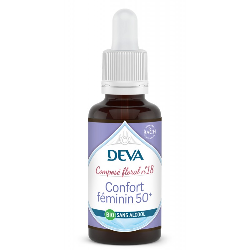 DEVA Composé floral BIO, n°18 CONFORT FEMININ+50 - 30ml SANS ALCOOL