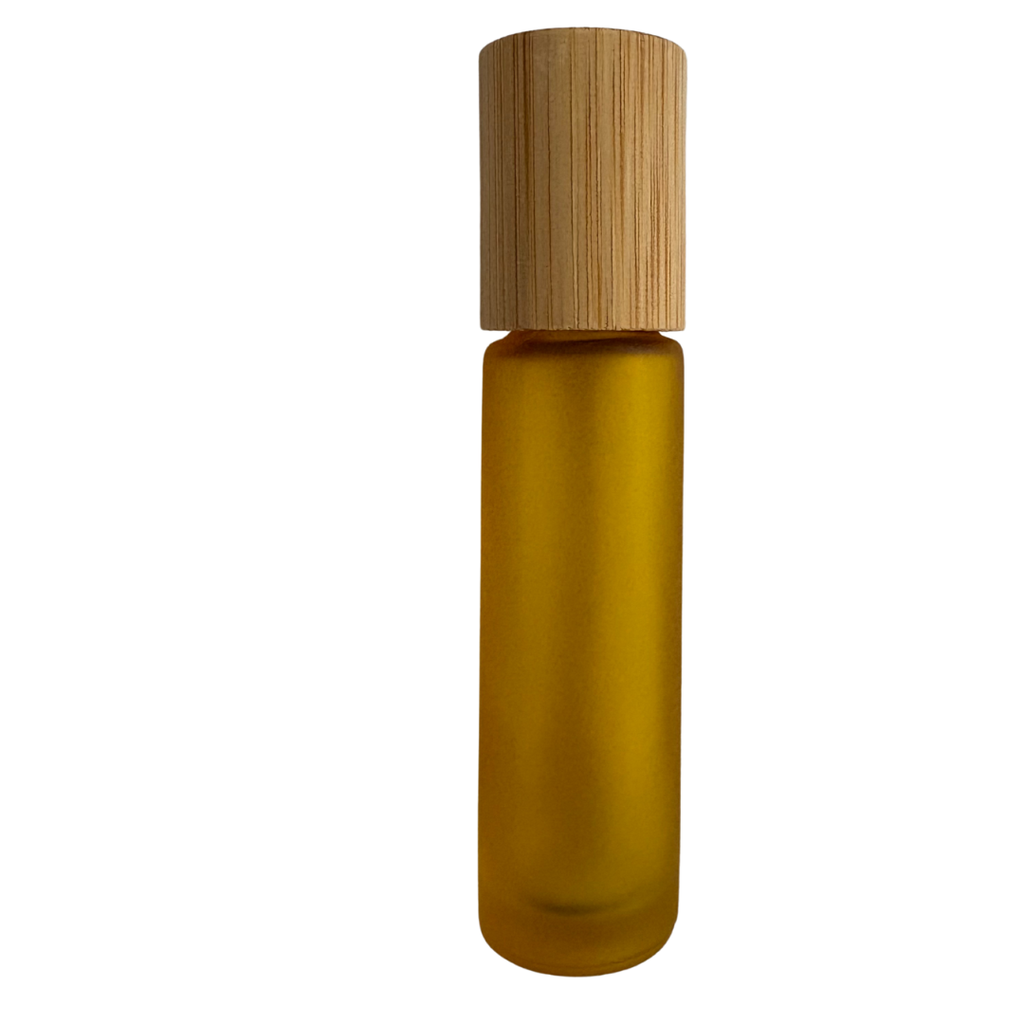 Roll-on en verre 10ml JAUNE GIVRE + bouchon bambou