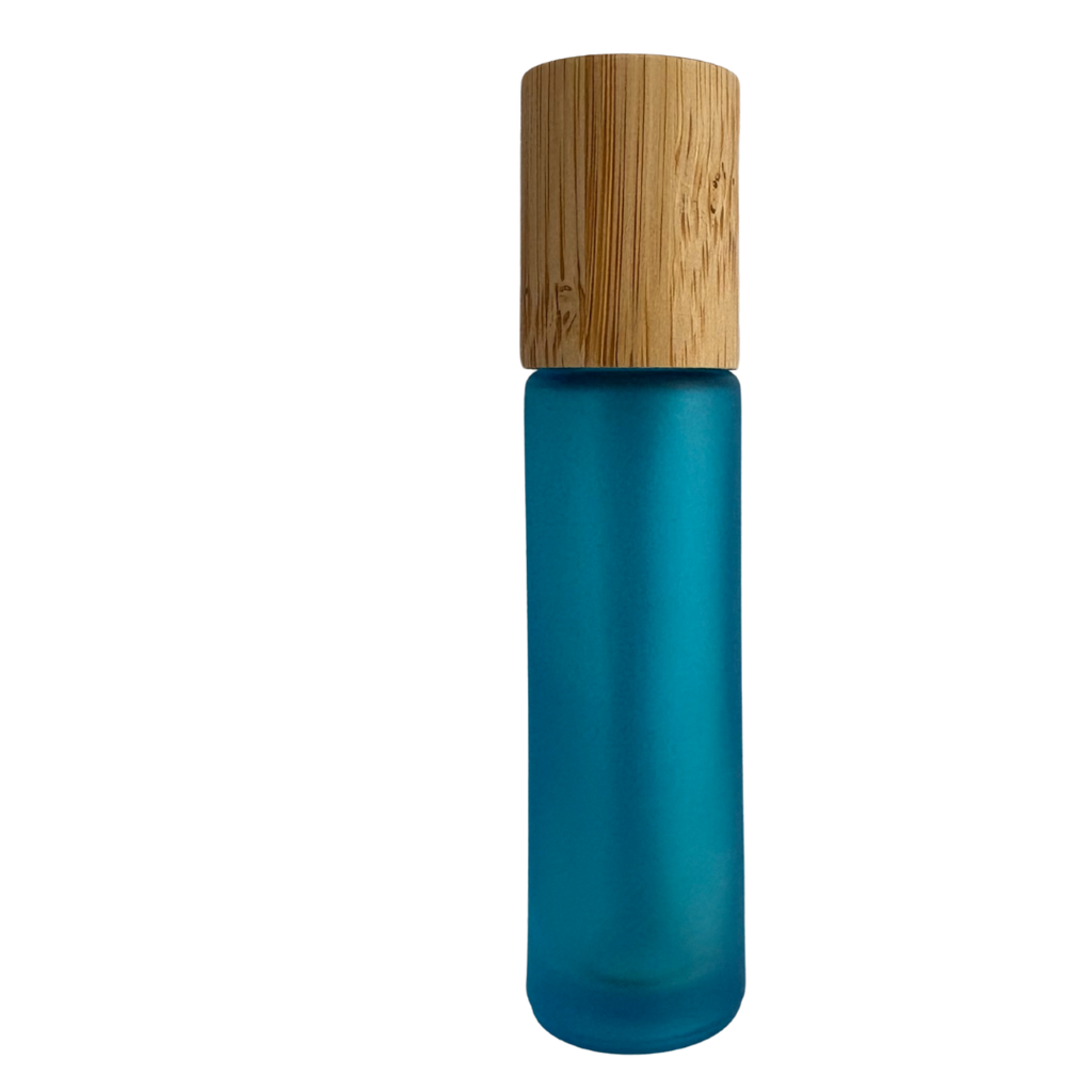 Roll-on en verre 10ml BLEU CLAIR GIVRE + bouchon bambou