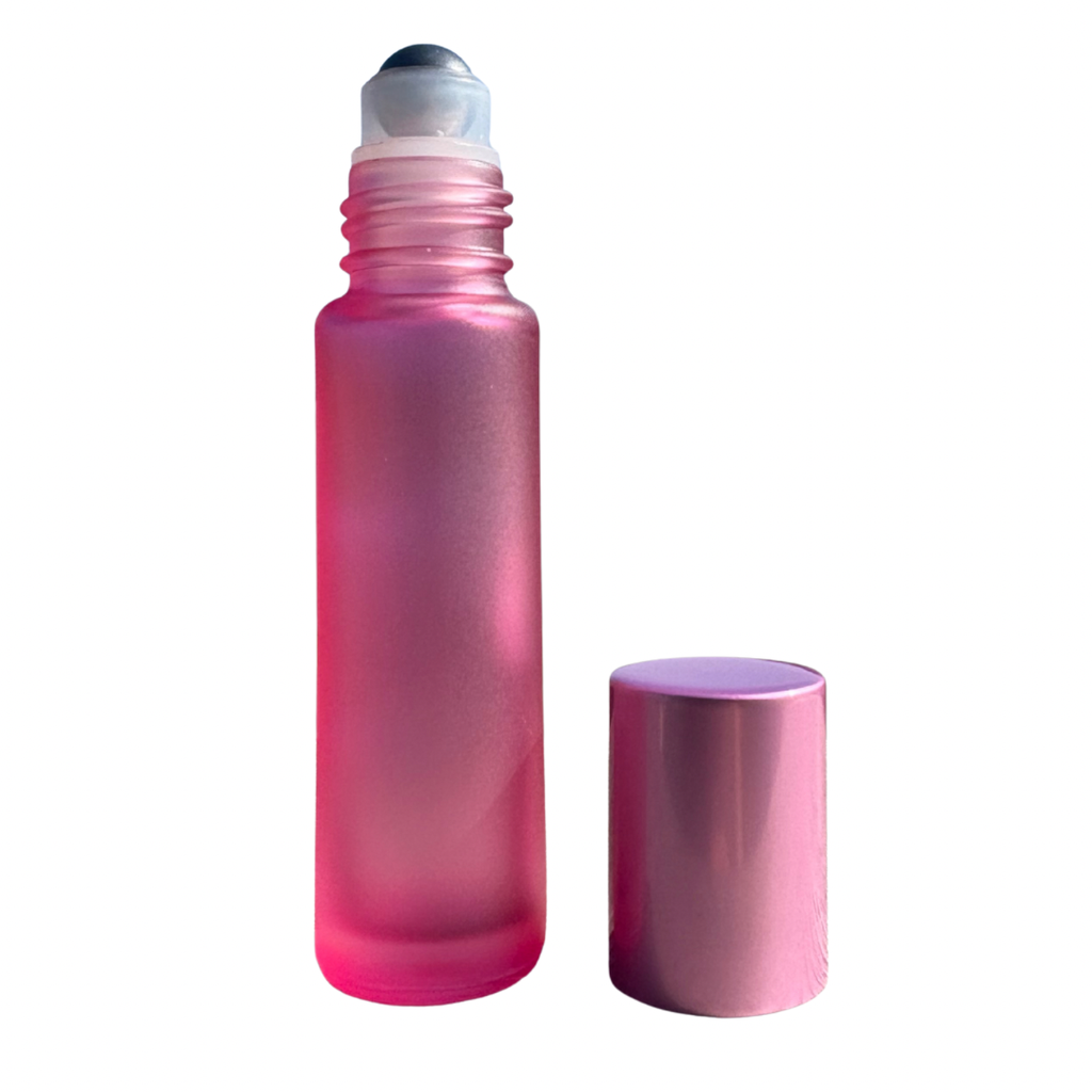 Roll-on en verre 10ml ROSE GIVRE + bouchon métal
