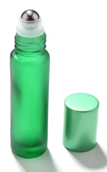 Roll-on en verre 10ml VERT GIVRE + bouchon métal
