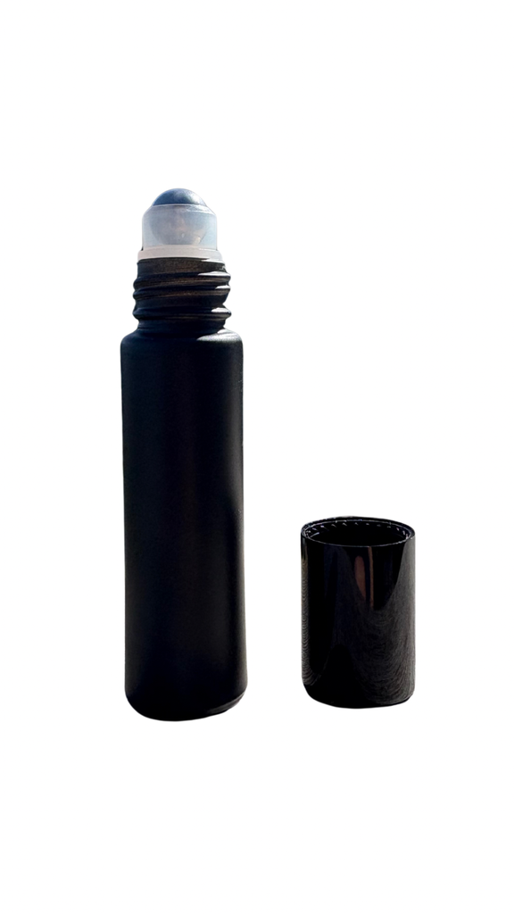 Roll-on en verre 10ml NOIR MAT + bouchon métal