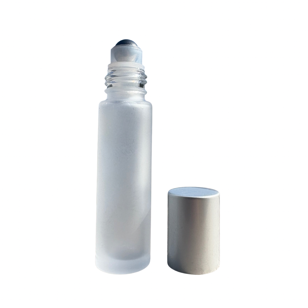 Roll-on en verre 10ml TRANSPARENT GIVRE + bouchon métal