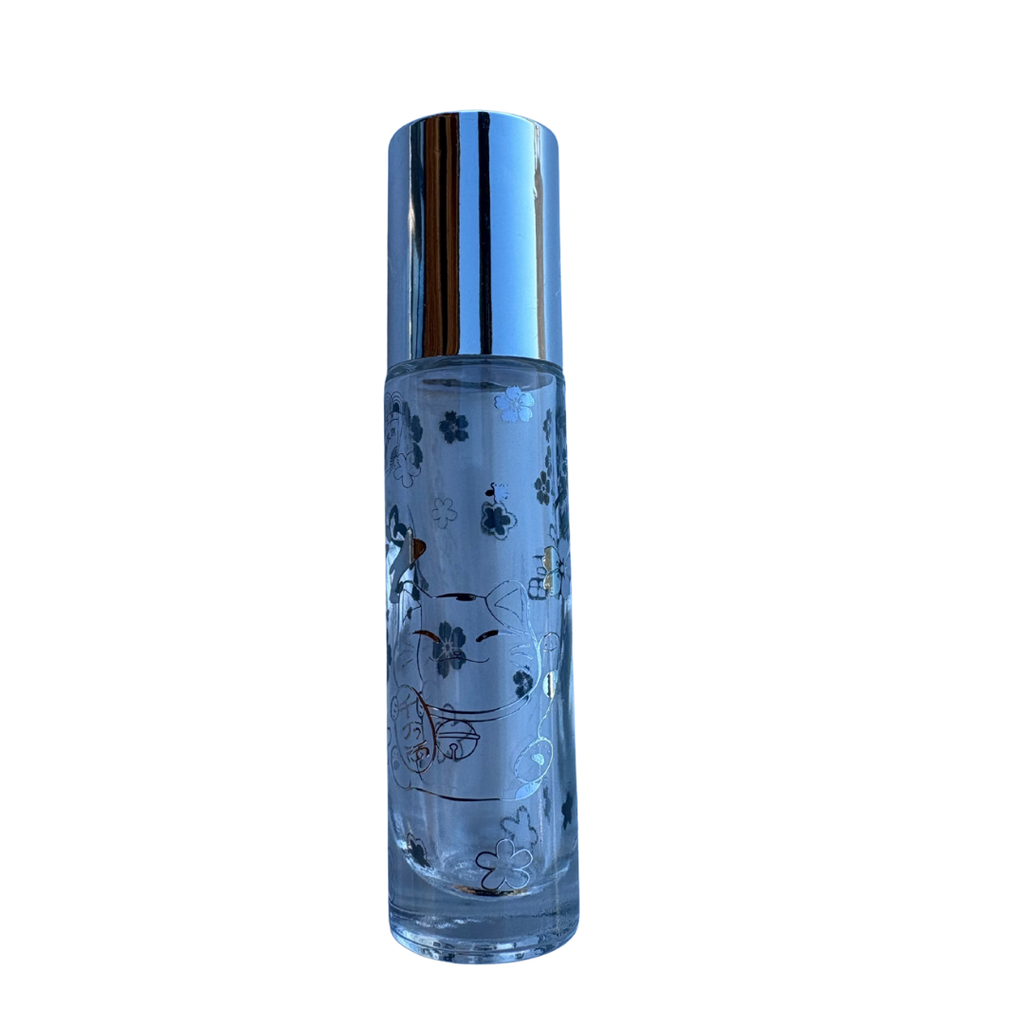 Roll-on en verre 10ml TRANSPARENT à motif argenté