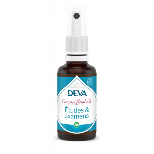[DETUD30SP] DEVA Composé floral BIO, n°08 ETUDES ET EXAMENS 30ml SPRAY