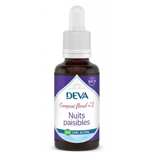[DNUIT30SAN] DEVA Composé floral BIO, n°02 NUITS PAISIBLES 30ml SANS ALCOOL