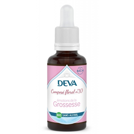 [DGROS30SAN] DEVA Composé floral BIO, n°10 Emotions de la GROSSESSE 30ml SANS ALCOOL