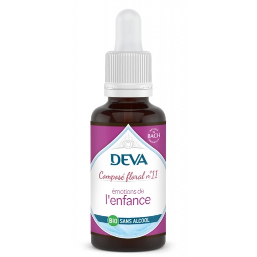 [DENFA30SAN] DEVA Composé floral BIO, n°11 Emotions de l'ENFANCE 30ml SANS ALCOOL