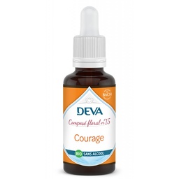[DCOUR30SAN] DEVA Composé floral BIO, n°15 COURAGE 30ml SANS ALCOOL