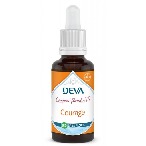 [DCOUR30SAN] DEVA Composé floral BIO, n°15 COURAGE 30ml SANS ALCOOL