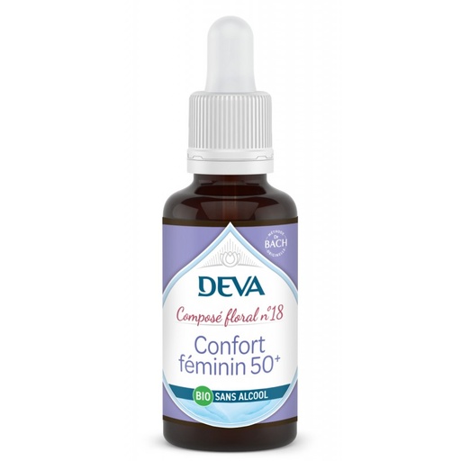 [DCONF30SAN] DEVA Composé floral BIO, n°18 CONFORT FEMININ+50 - 30ml SANS ALCOOL