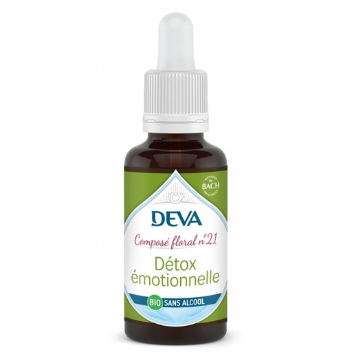[DDETO30SAN] DEVA Composé floral BIO, n°21 D-TOX EMOTIONNELLE 30ml SANS ALCOOL