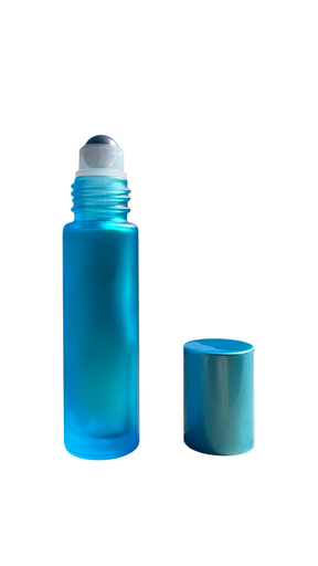 [ROLLBLECLAGIVMET] Roll-on en verre 10ml BLEU CLAIR GIVRE + bouchon métal