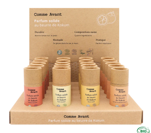 [COMMAVAPREPAR] Comme Avant présentoir parfums solides sucrés 16 pces + testeurs
