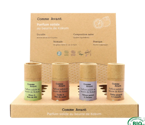 [COMMAVAPREPARBOI] Comme Avant présentoir parfums solides boisés 16 pces + testeurs